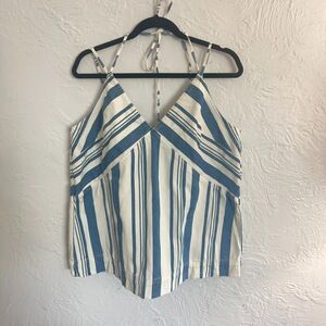 Universal Threads W XL Blue White Striped Denim Tank Coastal Chic Nautical
